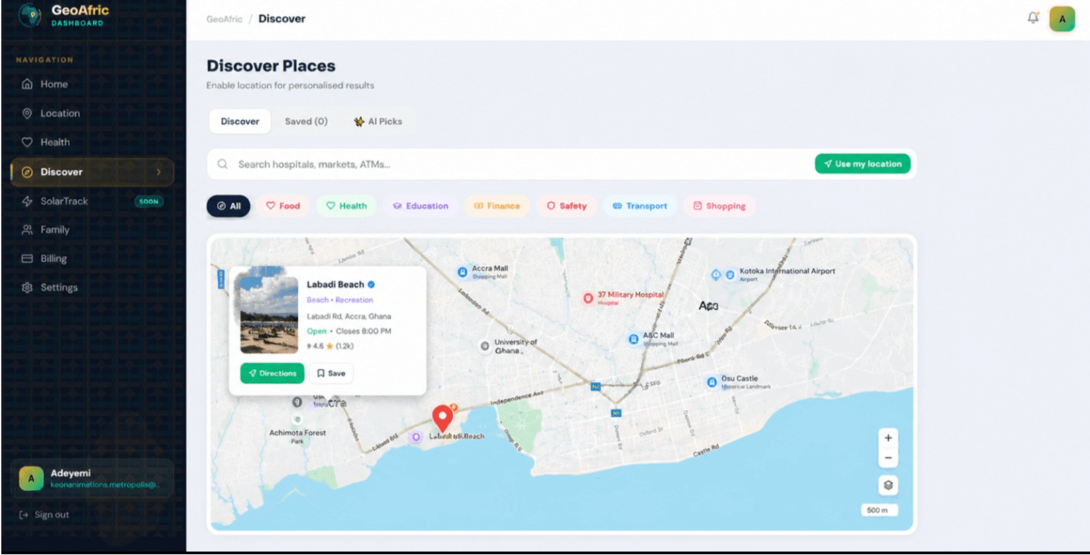 GeoAfric dashboard preview